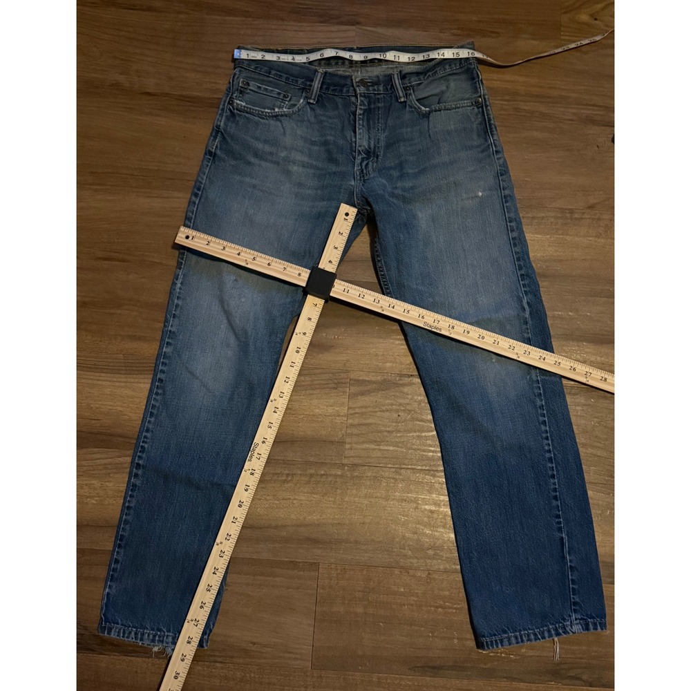 Levis 514 Straight Fit Mens Jeans Blue Denim Distressed 30/32x30 Grunge Workwear - Picture 2 of 8
